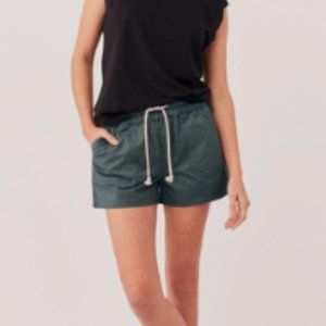 Pact dark blue-green "ore" Woven Twill Drawstring Shorts, Women's, M,